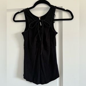 Free people black lace up tank top